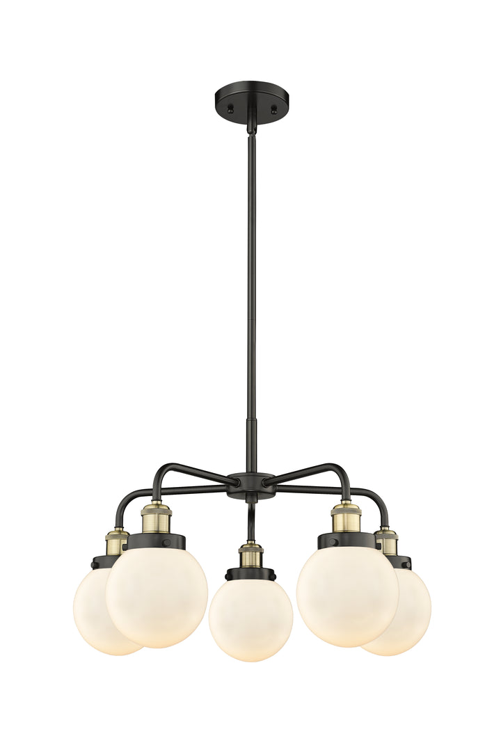 Innovations Lighting Beacon 6" Chandelier Chandeliers Innovations Lighting Black Antique Brass Matte White ; Glass Type: Frosted 