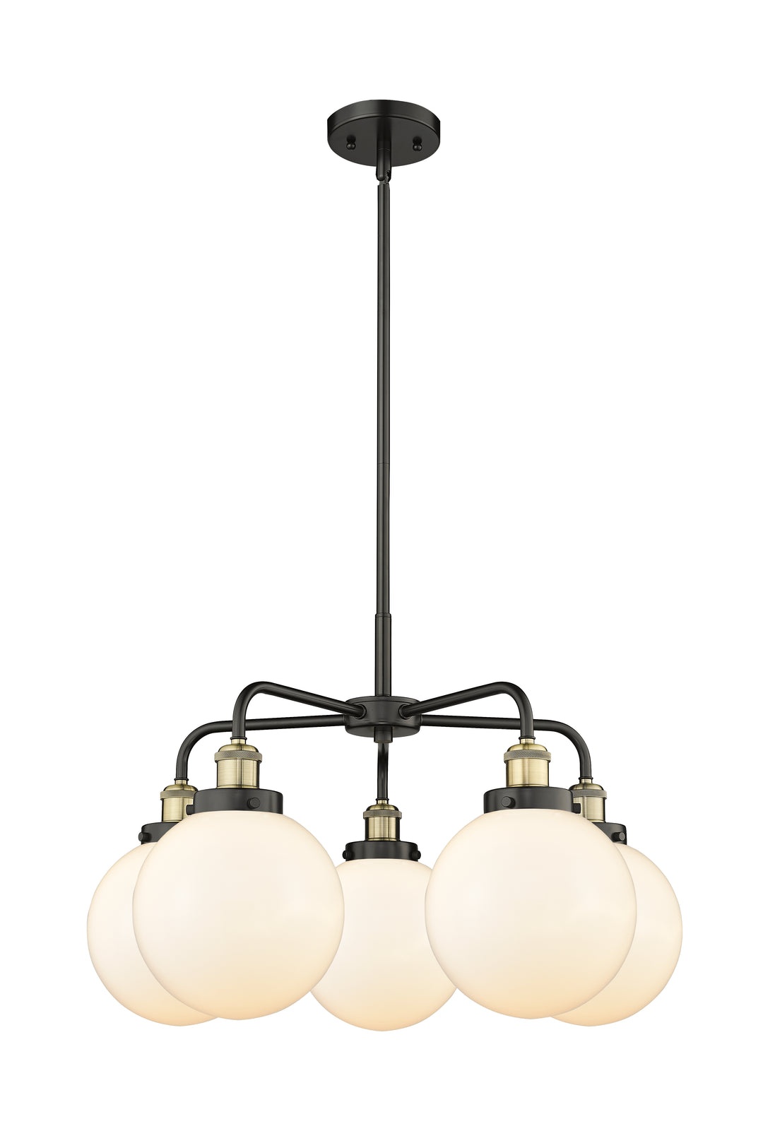 Innovations Lighting Beacon 8" Chandelier Chandeliers Innovations Lighting Black Antique Brass Matte White ; Glass Type: Frosted 