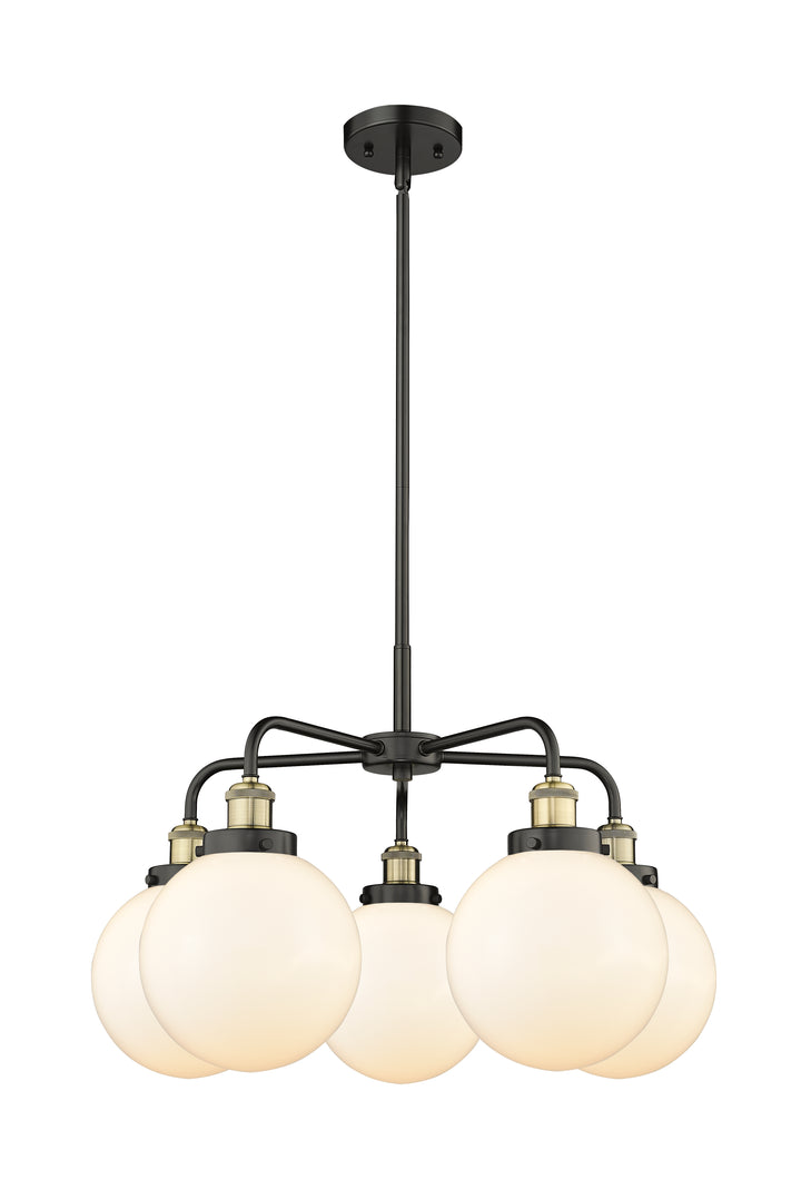 Innovations Lighting Beacon 8" Chandelier Chandeliers Innovations Lighting Black Antique Brass Matte White ; Glass Type: Frosted 