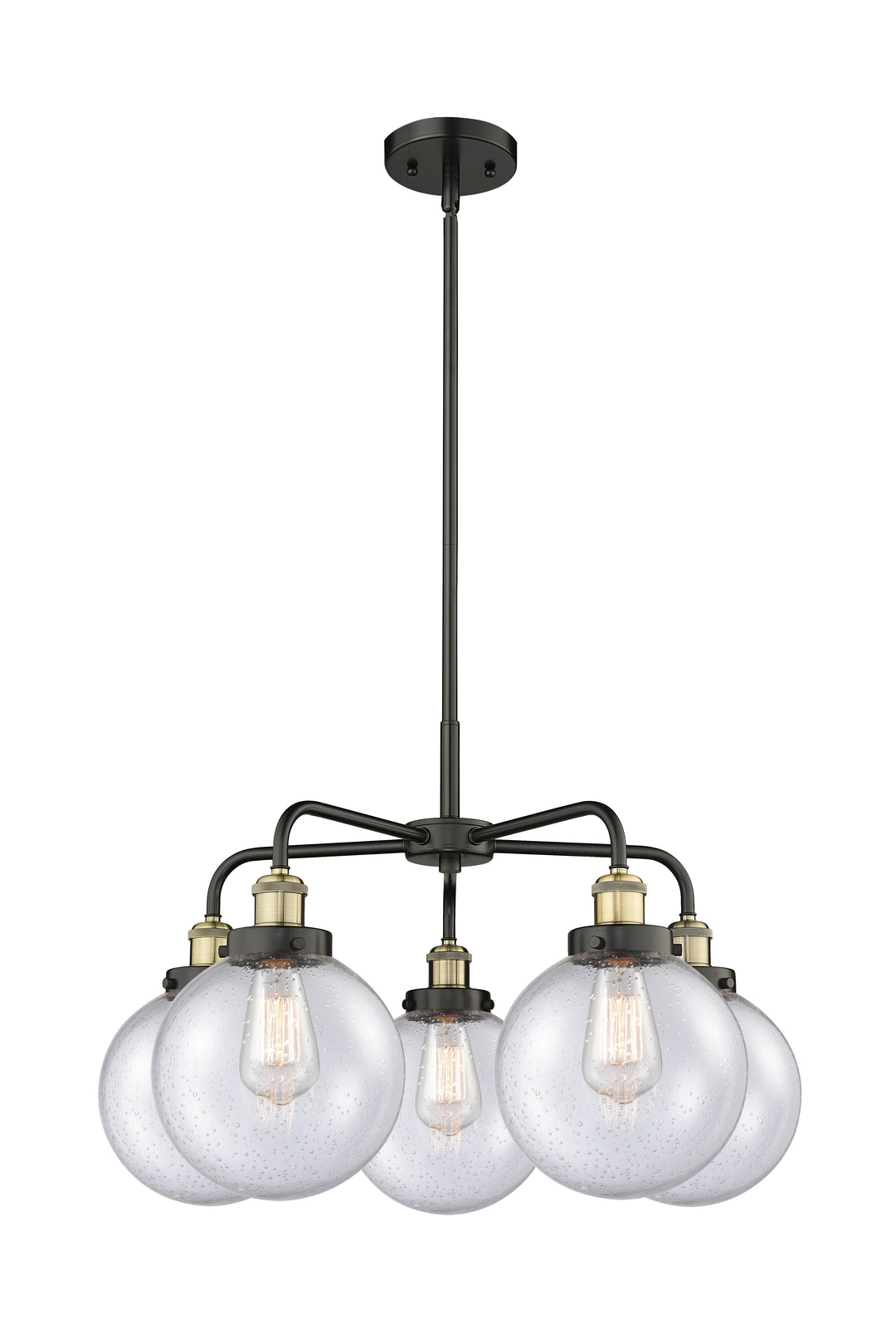 Innovations Lighting Beacon 8" Chandelier Chandeliers Innovations Lighting Black Antique Brass Seedy ; Glass Type: Seedy 