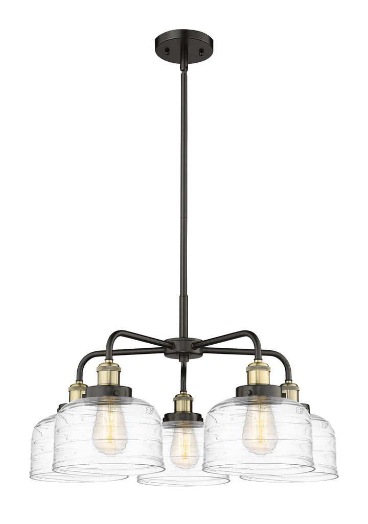 Innovations Lighting Bell Chandelier Chandeliers Innovations Lighting Black Antique Brass Clear Deco Swirl ; Glass Type: Transparent 