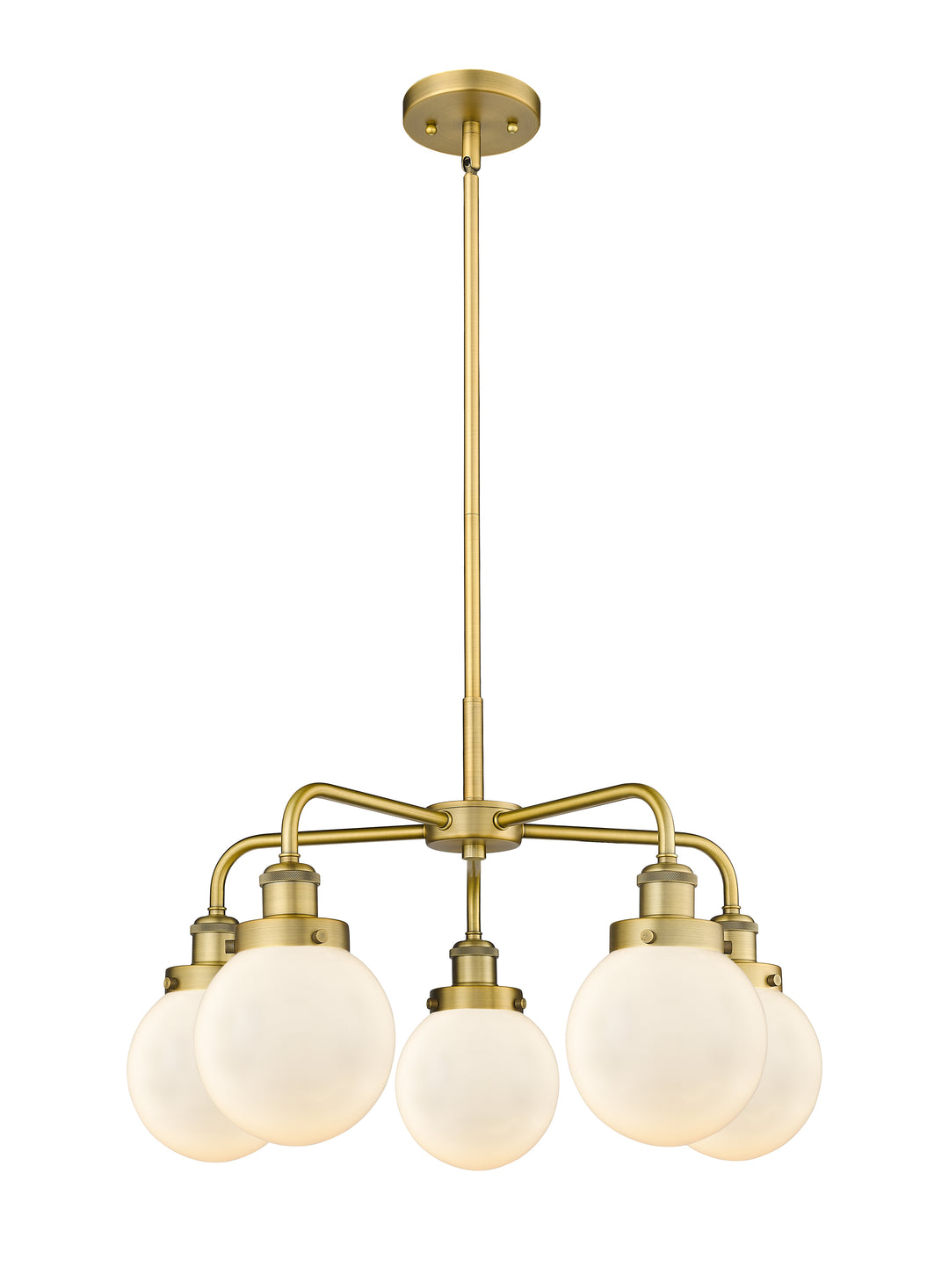 Innovations Lighting Beacon 6" Chandelier Chandeliers Innovations Lighting Brushed Brass Matte White ; Glass Type: Frosted 