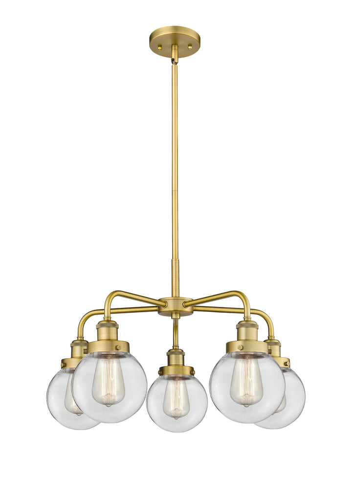 Innovations Lighting Beacon 6" Chandelier Chandeliers Innovations Lighting Brushed Brass Clear ; Glass Type: Transparent 