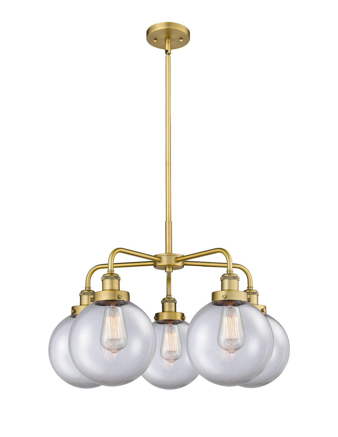 Innovations Lighting Whitney 8" Chandelier - Brushed Brass Chandeliers Innovations Lighting Clear ; Glass Type: Transparent  