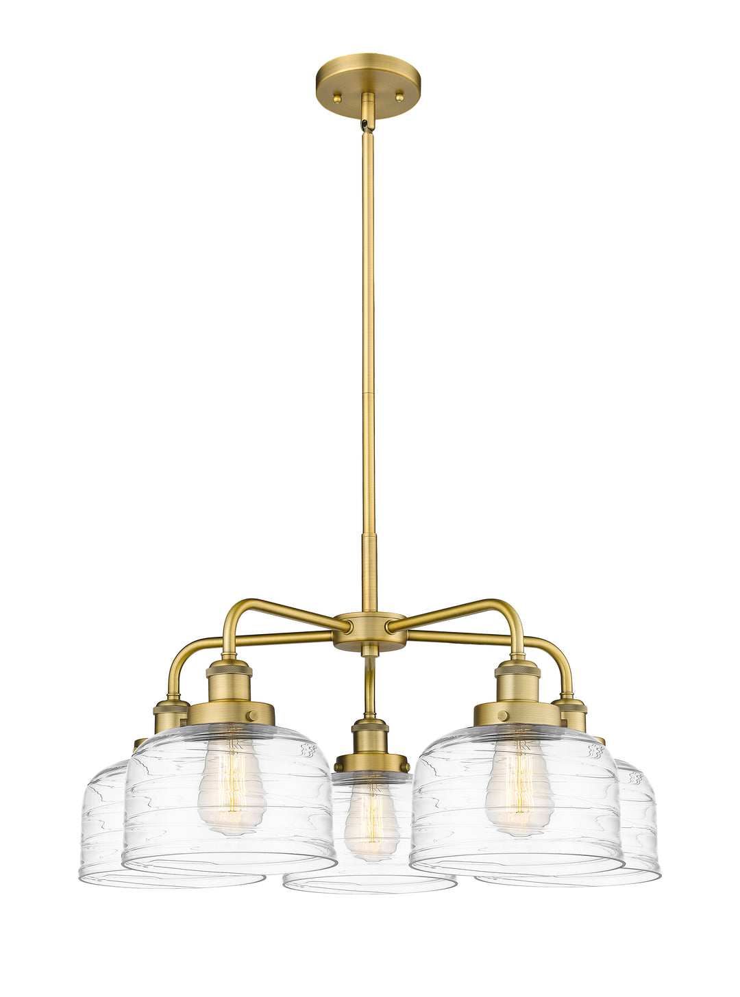 Innovations Lighting Bell Chandelier Chandeliers Innovations Lighting Brushed Brass Clear Deco Swirl ; Glass Type: Transparent 