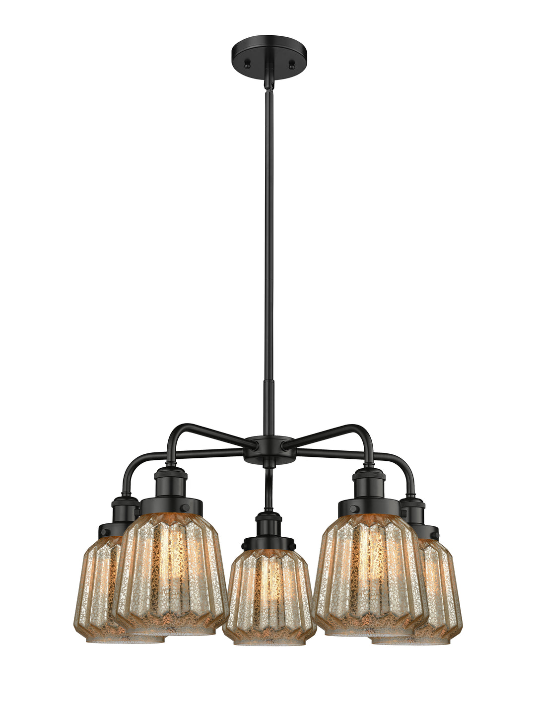 Innovations Lighting Chatham Chandelier - Matte Black Chandeliers Innovations Lighting Mercury ; Glass Type: Mercury; Ribbed  