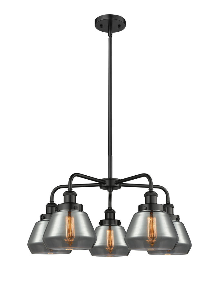 Innovations Lighting Fulton Chandelier - Matte Black Chandeliers Innovations Lighting Light Smoke ; Glass Type: Colorful  