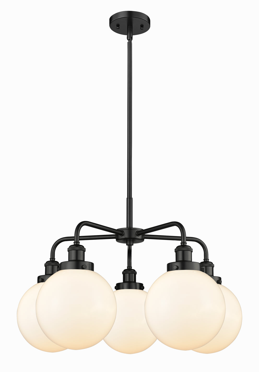 Innovations Lighting Beacon 8" Chandelier Chandeliers Innovations Lighting Matte Black Matte White ; Glass Type: Frosted 