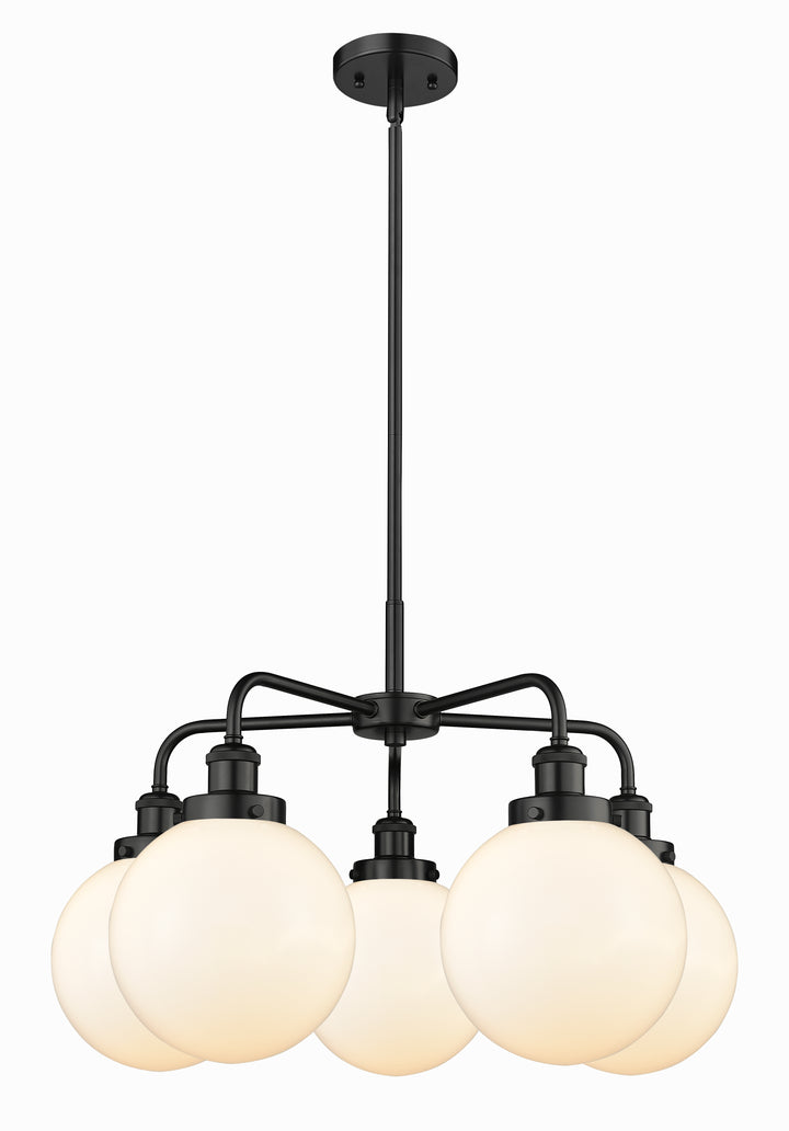 Innovations Lighting Beacon 8" Chandelier Chandeliers Innovations Lighting Matte Black Matte White ; Glass Type: Frosted 