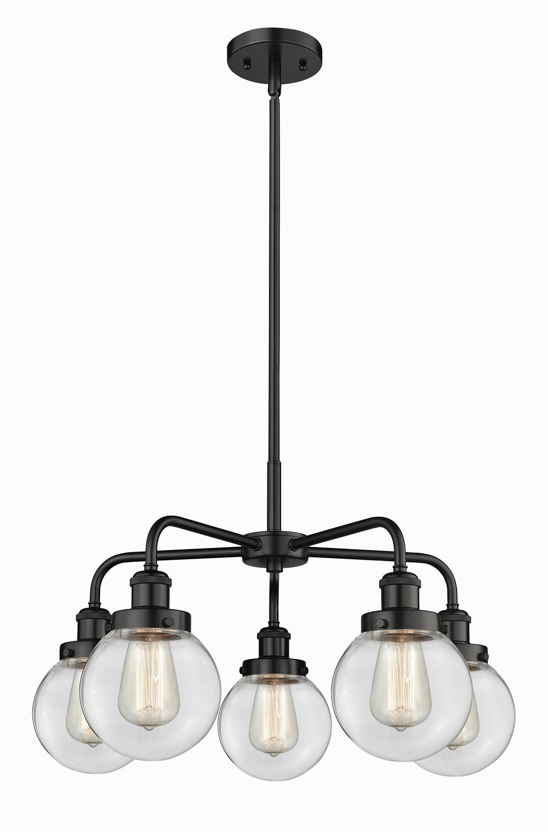 Innovations Lighting Beacon 6" Chandelier Chandeliers Innovations Lighting Matte Black Clear ; Glass Type: Transparent 