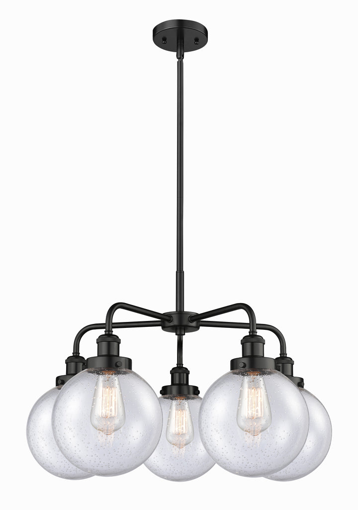 Innovations Lighting Beacon 8" Chandelier Chandeliers Innovations Lighting Matte Black Seedy ; Glass Type: Seedy 