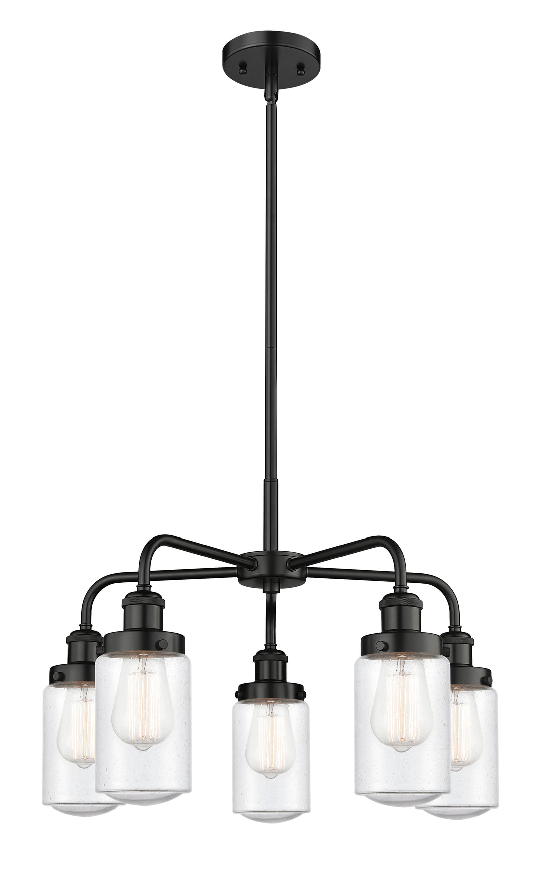 Innovations Lighting Dover Chandelier - Matte Black Chandeliers Innovations Lighting Seedy ; Glass Type: Seeded  