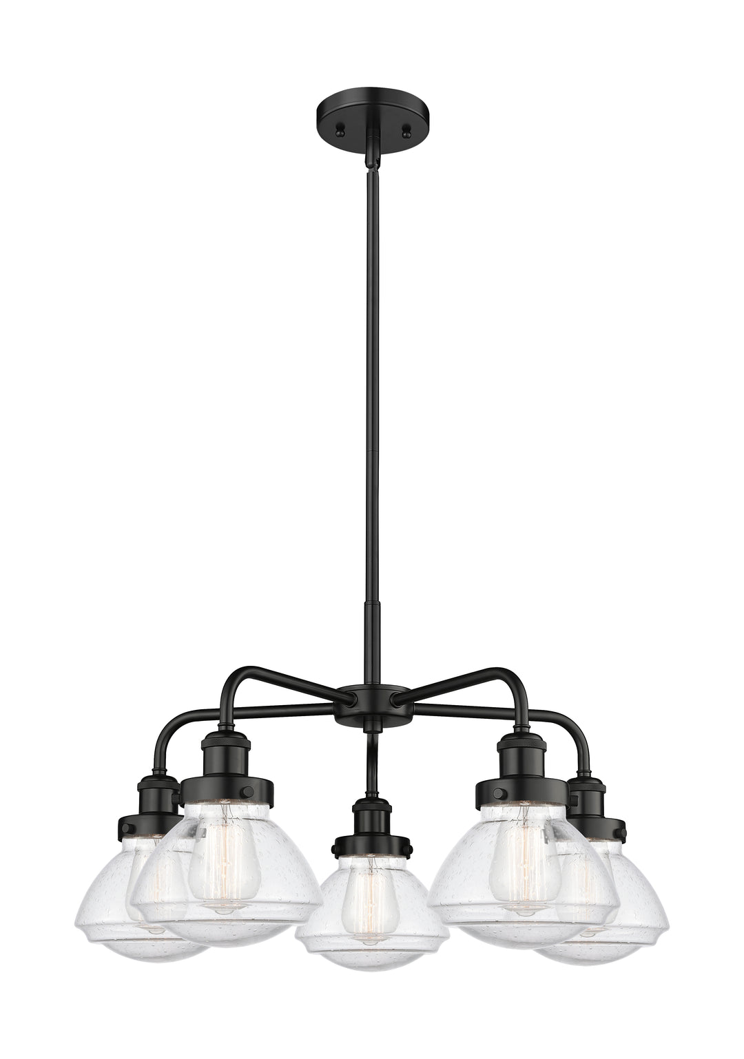 Innovations Lighting Olean Chandelier - Matte Black Chandeliers Innovations Lighting Seedy ; Glass Type: Seeded  