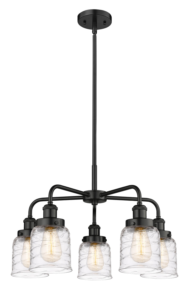 Innovations Lighting Bell Chandelier Chandeliers Innovations Lighting Matte Black Clear Deco Swirl ; Glass Type: Clear 