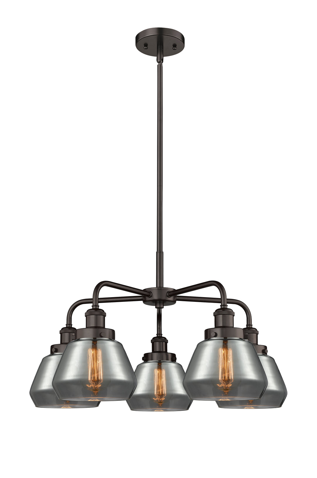 Innovations Lighting Fulton Chandelier - Oil Rubbed Bronze Chandeliers Innovations Lighting Light Smoke ; Glass Type: Colorful  