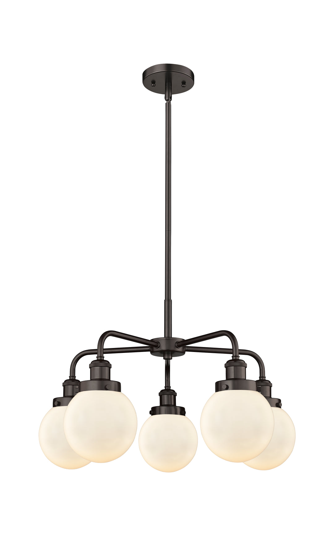 Innovations Lighting Beacon 6" Chandelier Chandeliers Innovations Lighting Oil Rubbed Bronze Matte White ; Glass Type: Frosted 