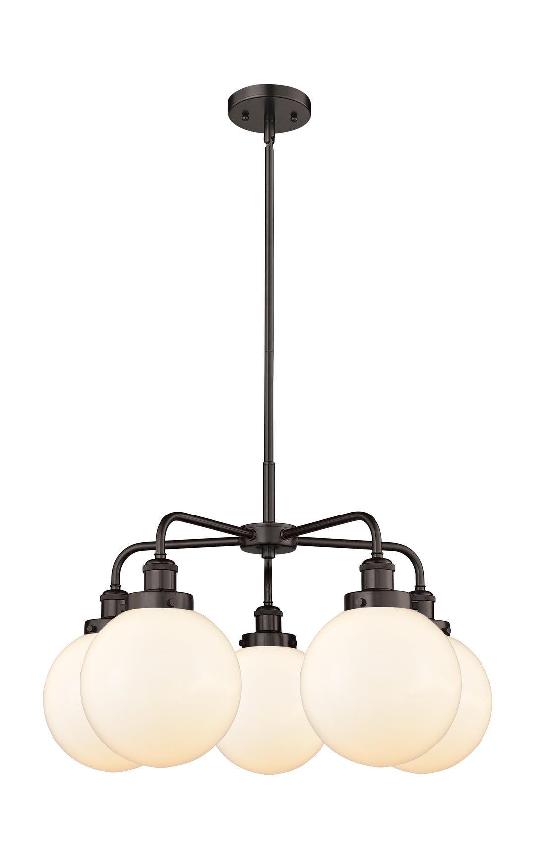 Innovations Lighting Beacon 8" Chandelier Chandeliers Innovations Lighting Oil Rubbed Bronze Matte White ; Glass Type: Frosted 