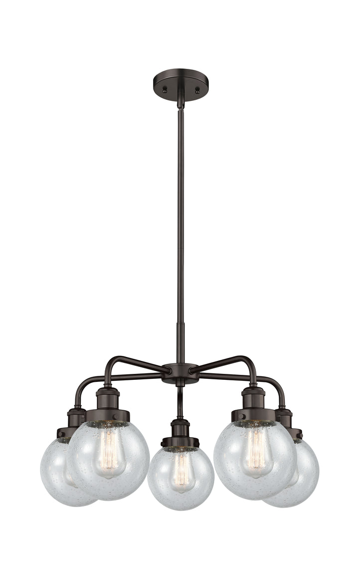 Innovations Lighting Beacon 6" Chandelier Chandeliers Innovations Lighting Oil Rubbed Bronze Seedy ; Glass Type: Seedy 