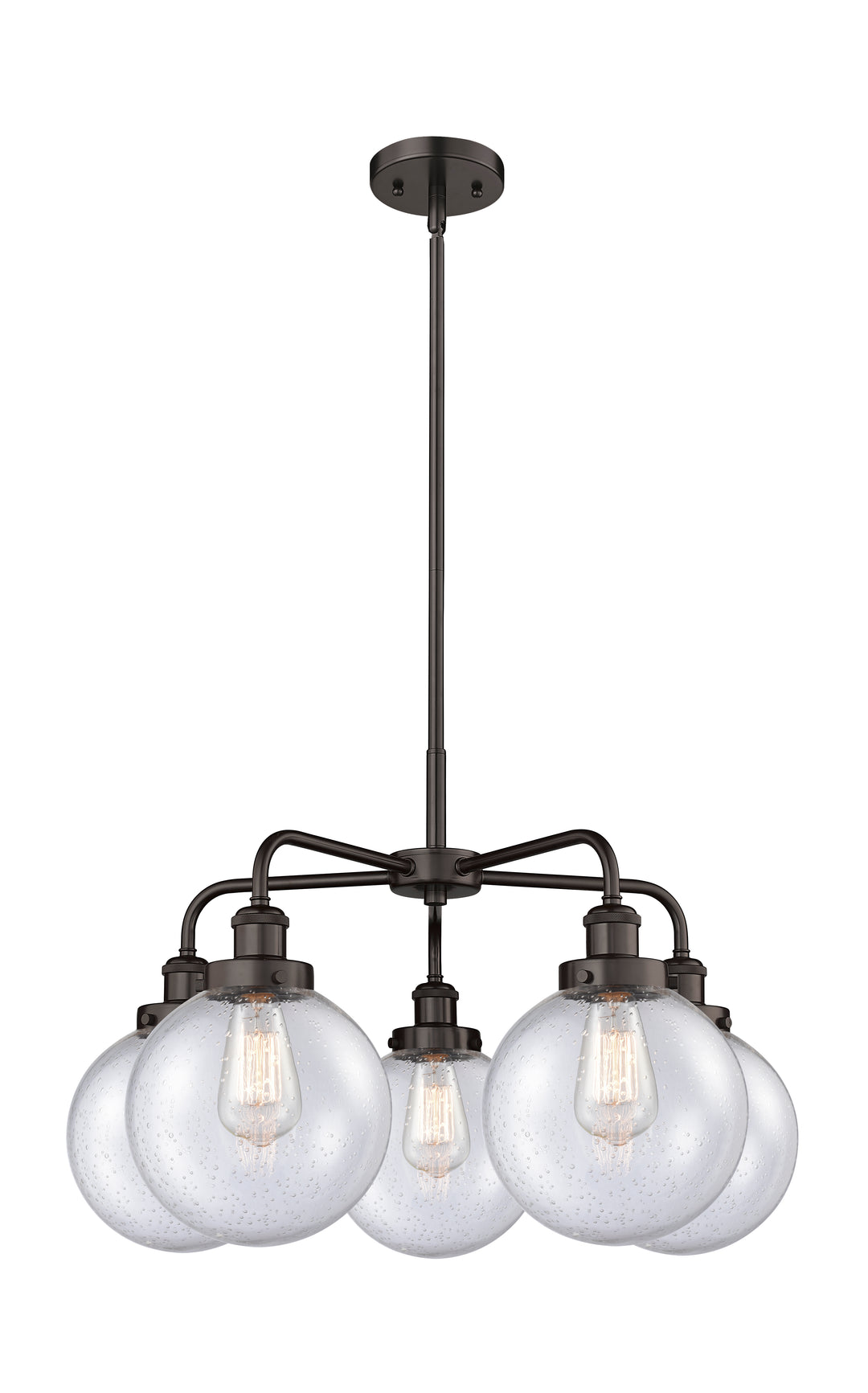 Innovations Lighting Beacon 8" Chandelier Chandeliers Innovations Lighting Oil Rubbed Bronze Seedy ; Glass Type: Seedy 