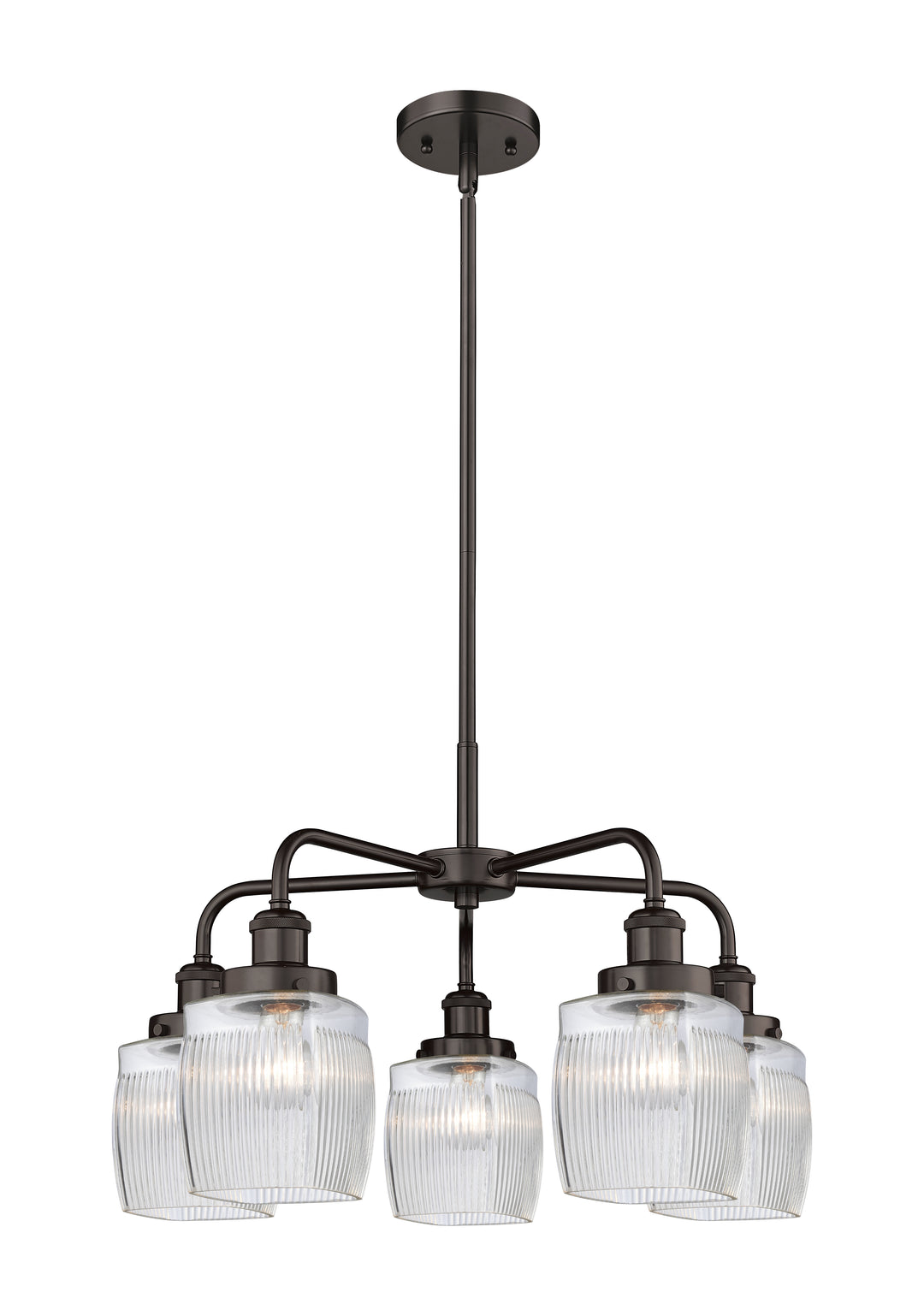 Innovations Lighting Colton Chandelier - Oil Rubbed Bronze Chandeliers Innovations Lighting Clear Halophane ; Glass Type: Transparent; Ribbed  