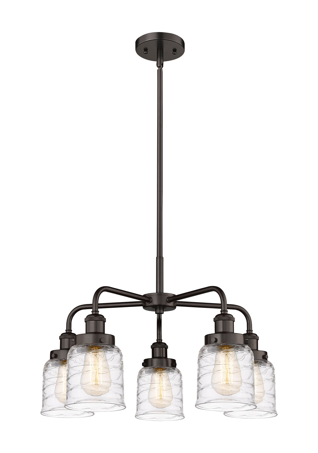 Innovations Lighting Bell Chandelier Chandeliers Innovations Lighting Oil Rubbed Bronze Clear Deco Swirl ; Glass Type: Clear 