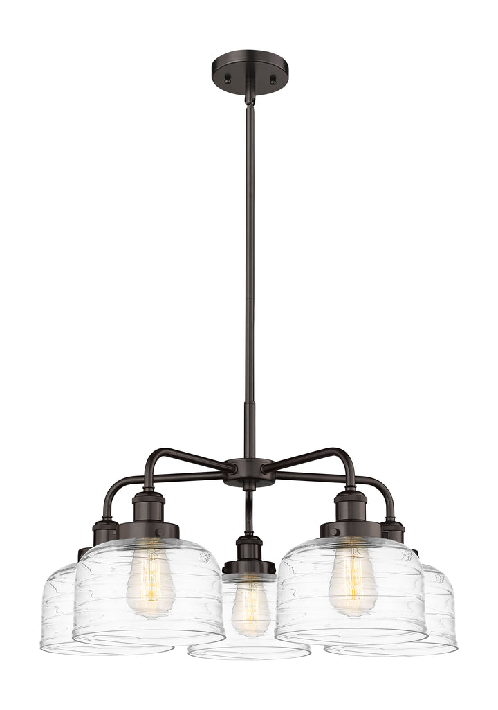 Innovations Lighting Bell Chandelier Chandeliers Innovations Lighting Oil Rubbed Bronze Clear Deco Swirl ; Glass Type: Transparent 