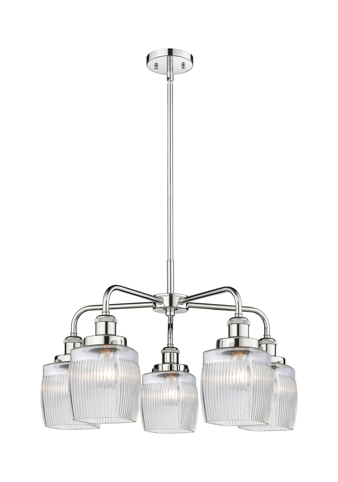 Innovations Lighting Colton Chandelier - Polished Chrome Chandeliers Innovations Lighting Clear Halophane ; Glass Type: Transparent; Ribbed  