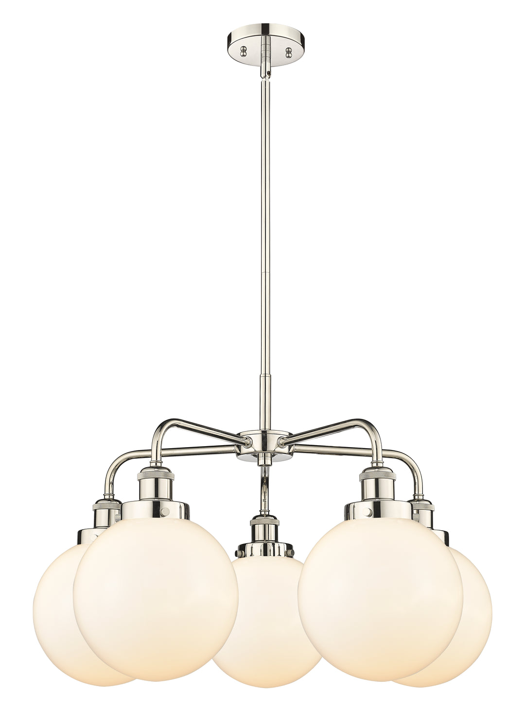 Innovations Lighting Beacon 8" Chandelier Chandeliers Innovations Lighting Polished Nickel Matte White ; Glass Type: Frosted 