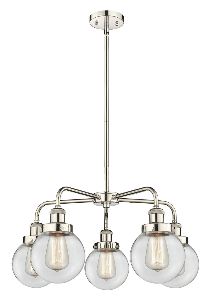 Innovations Lighting Beacon 6" Chandelier Chandeliers Innovations Lighting Polished Nickel Clear ; Glass Type: Transparent 