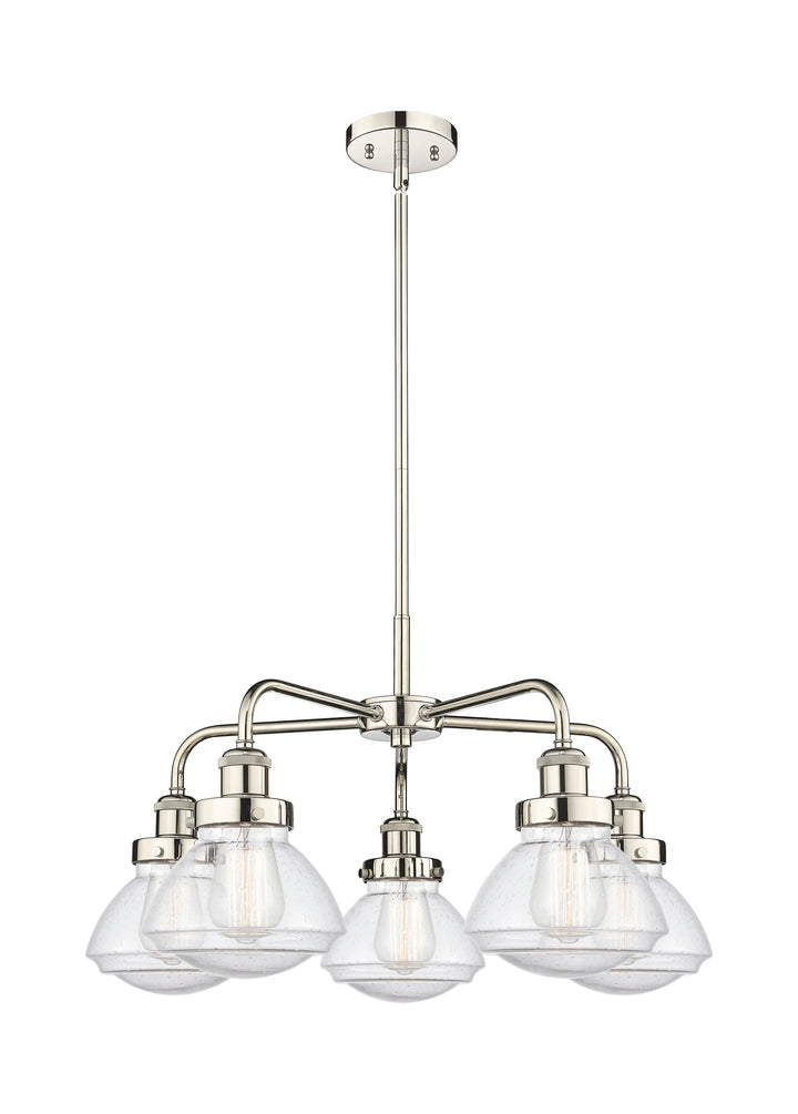 Innovations Lighting Olean Chandelier - Polished Nickel Chandeliers Innovations Lighting Seedy ; Glass Type: Seeded  