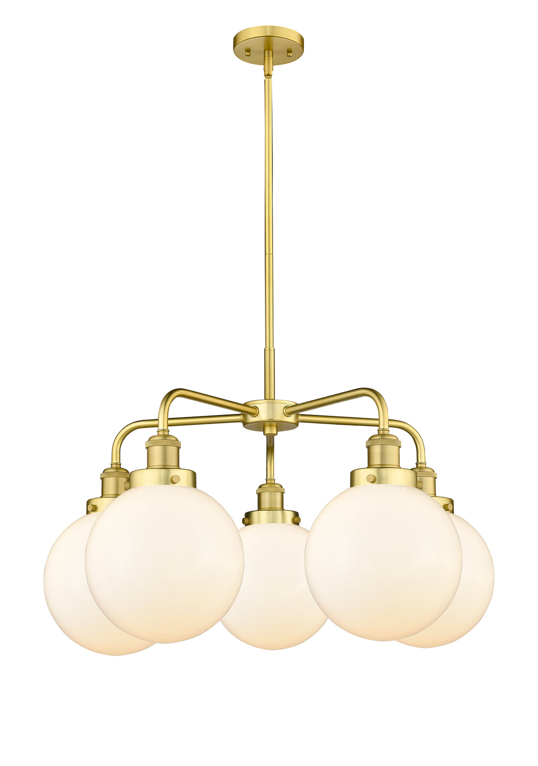 Innovations Lighting Beacon 8" Chandelier Chandeliers Innovations Lighting Satin Gold Matte White ; Glass Type: Frosted 