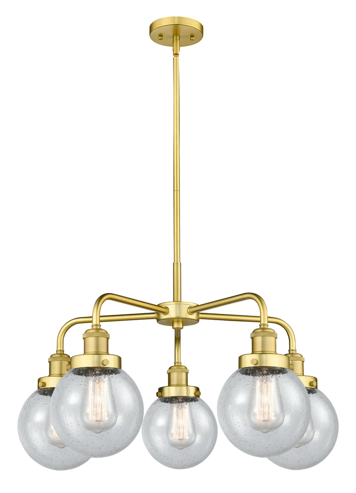 Innovations Lighting Beacon 6" Chandelier Chandeliers Innovations Lighting Satin Gold Seedy ; Glass Type: Seedy 