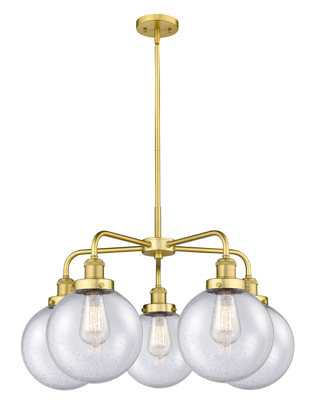 Innovations Lighting Beacon 8" Chandelier Chandeliers Innovations Lighting Satin Gold Seedy ; Glass Type: Seedy 