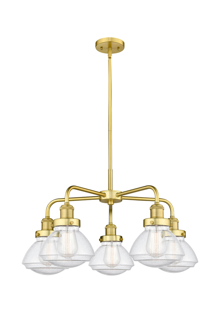 Innovations Lighting Olean Chandelier - Satin Gold Chandeliers Innovations Lighting Seedy ; Glass Type: Seeded  