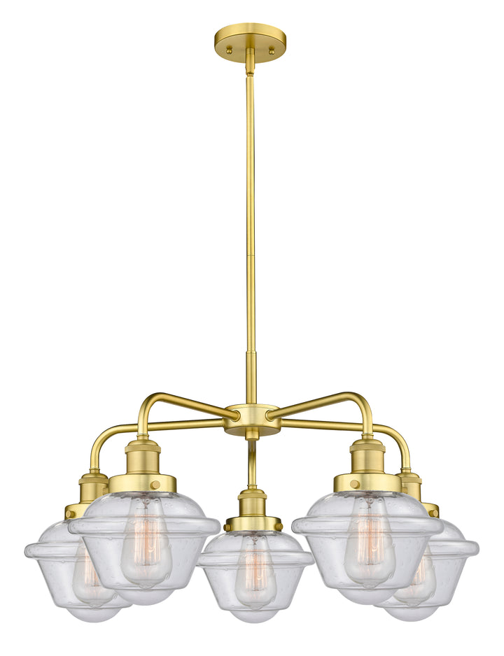 Innovations Lighting Oxford Chandelier - Satin Gold Chandeliers Innovations Lighting Seedy ; Glass Type: Seeded  