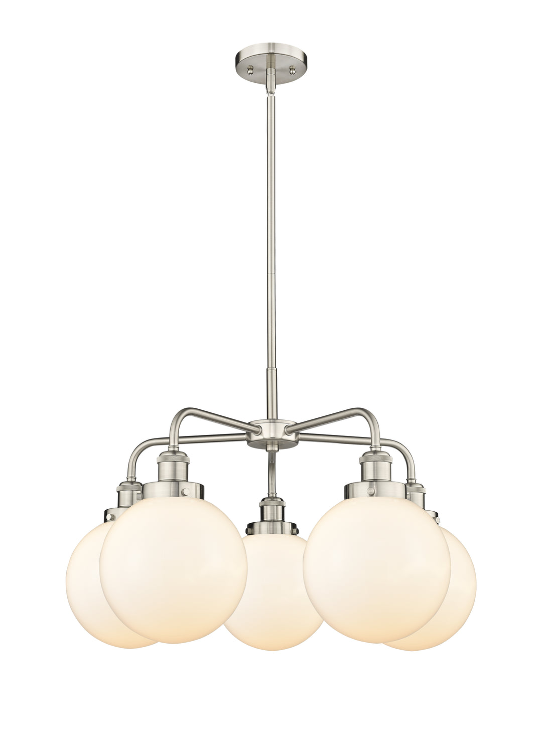 Innovations Lighting Beacon 8" Chandelier Chandeliers Innovations Lighting Satin Nickel Matte White ; Glass Type: Frosted 