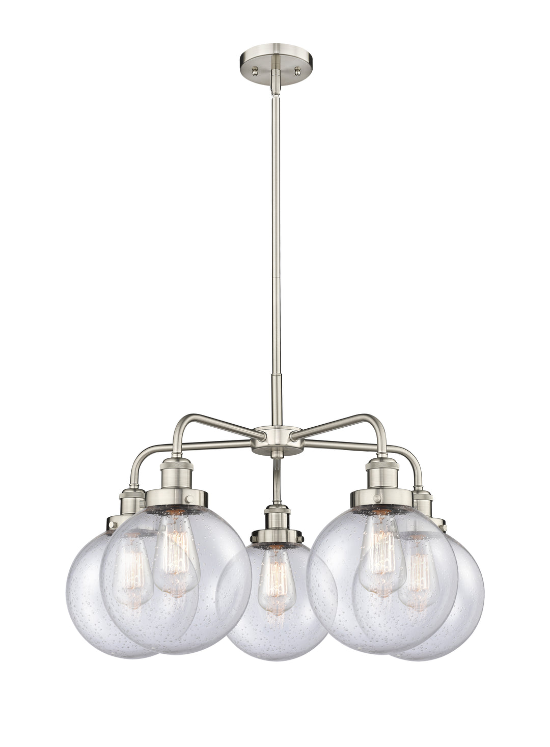 Innovations Lighting Beacon 8" Chandelier Chandeliers Innovations Lighting Satin Nickel Seedy ; Glass Type: Seedy 