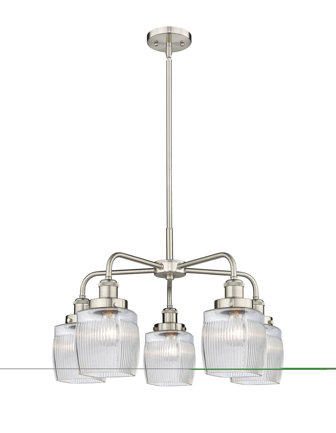 Innovations Lighting Colton Chandelier - Satin Nickel Chandeliers Innovations Lighting Clear Halophane ; Glass Type: Transparent; Ribbed  