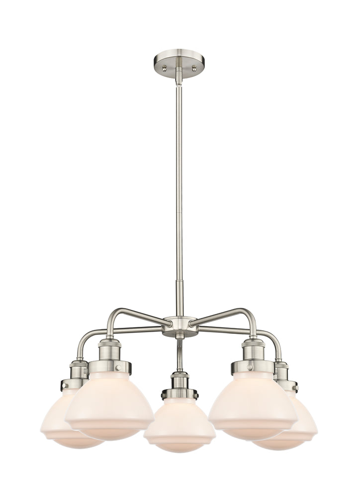 Innovations Lighting Olean Chandelier - Satin Nickel Chandeliers Innovations Lighting Matte White ; Glass Type: Frosted  