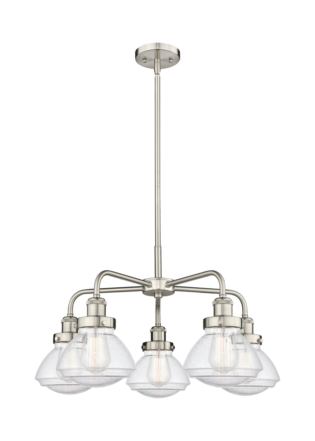 Innovations Lighting Olean Chandelier - Satin Nickel Chandeliers Innovations Lighting Seedy ; Glass Type: Seeded  