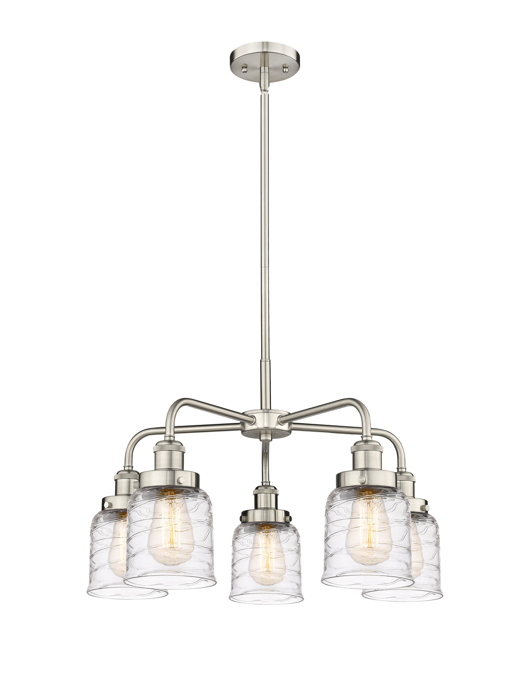 Innovations Lighting Bell Chandelier Chandeliers Innovations Lighting Satin Nickel Clear Deco Swirl ; Glass Type: Clear 