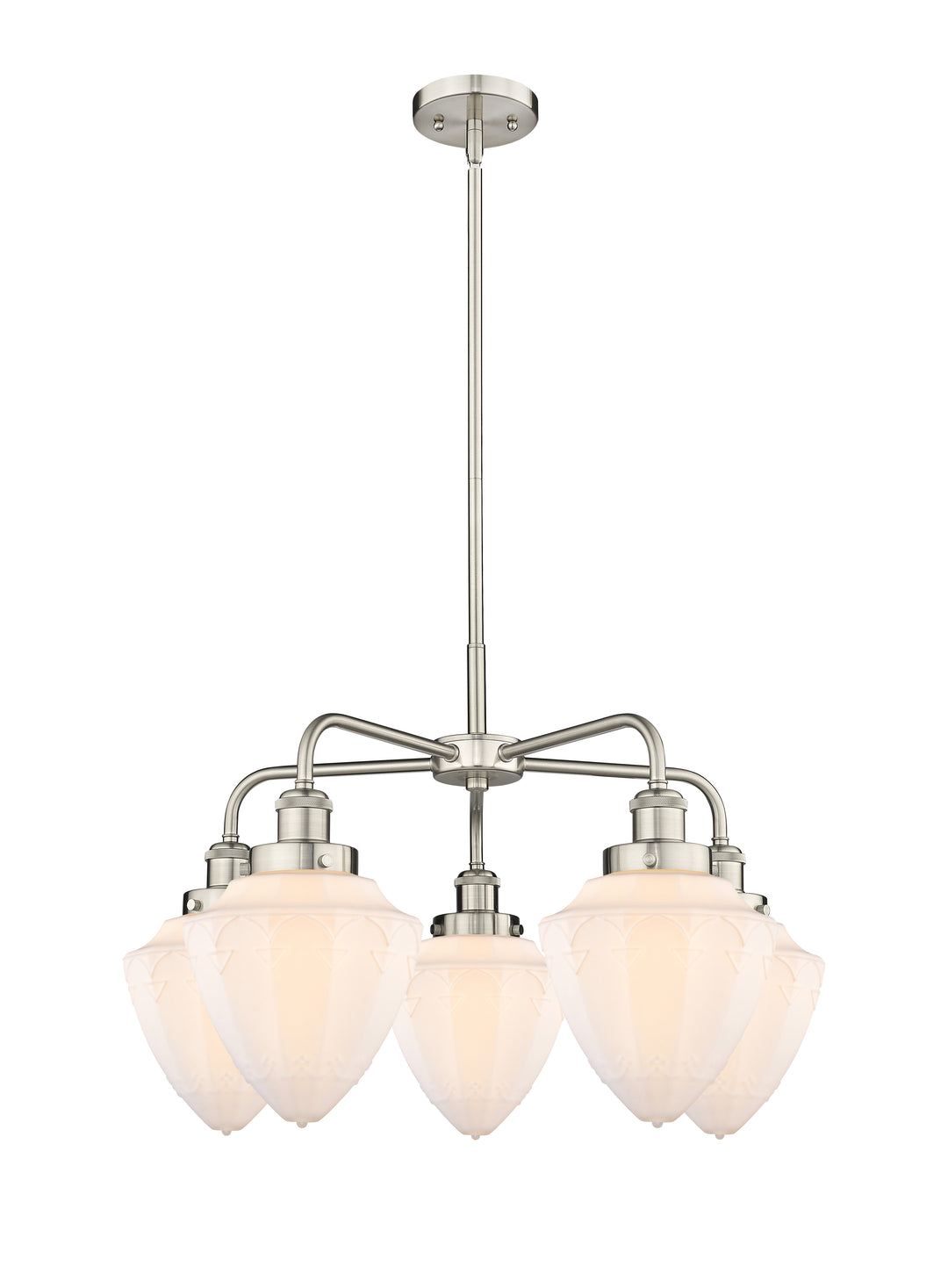 Innovations Lighting Bullet 7" Chandelier Chandeliers Innovations Lighting Satin Nickel Matte White ; Glass Type: Frosted 