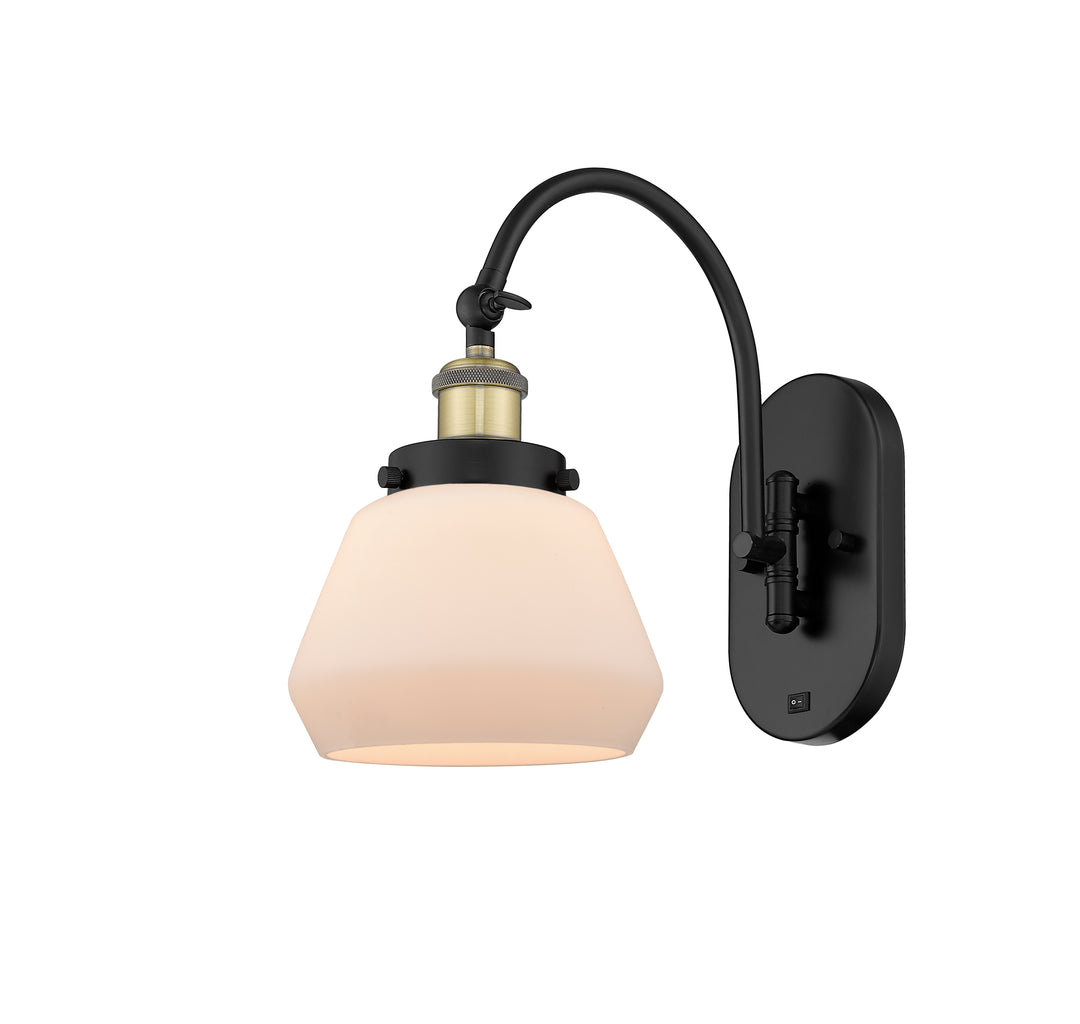 Innovations Lighting Fulton Sconce - Black Antique Brass Wall Sconces Innovations Lighting Matte White ; Glass Type: Frosted  