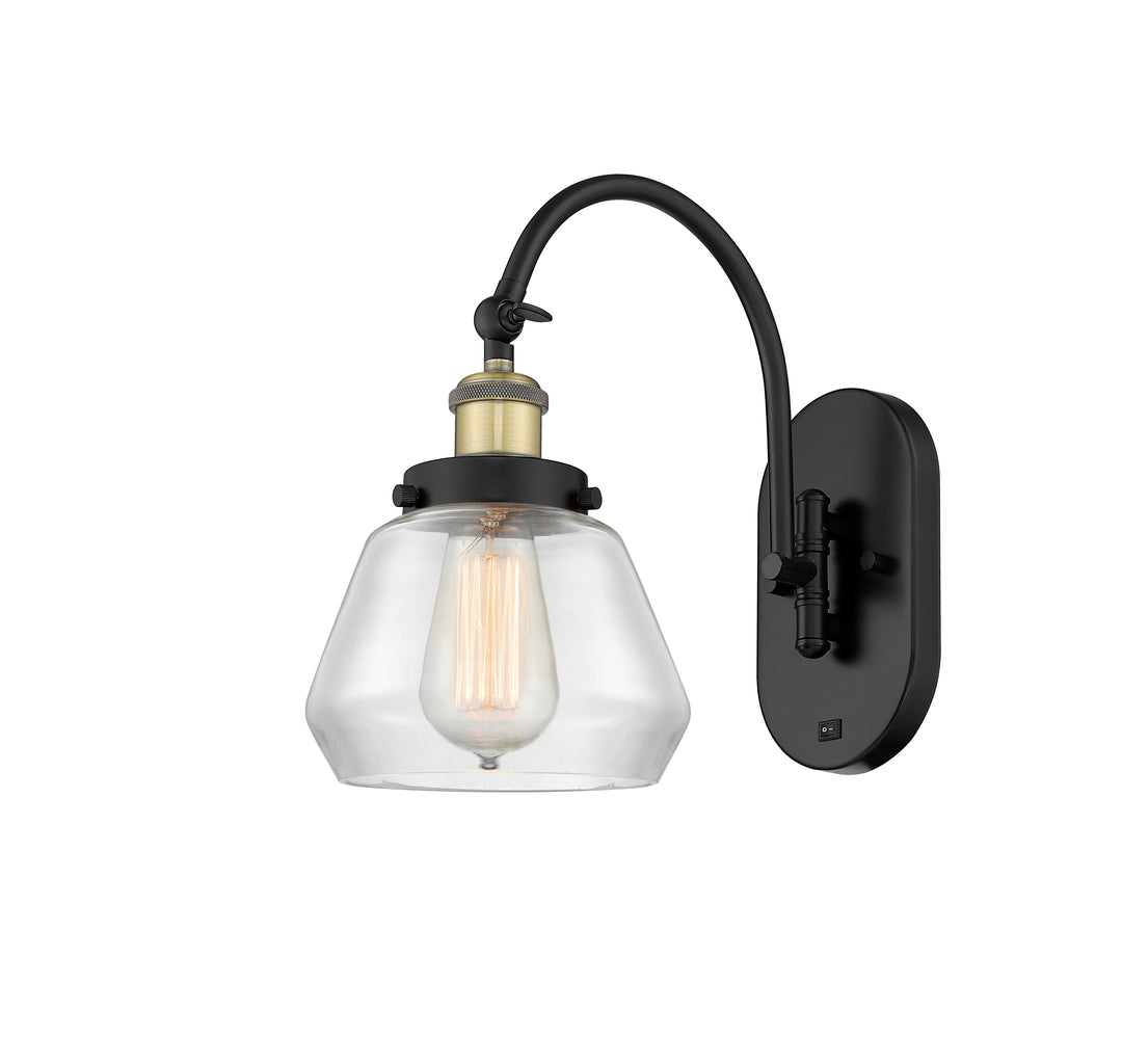 Innovations Lighting Fulton Sconce - Black Antique Brass Wall Sconces Innovations Lighting Clear ; Glass Type: Transparent  