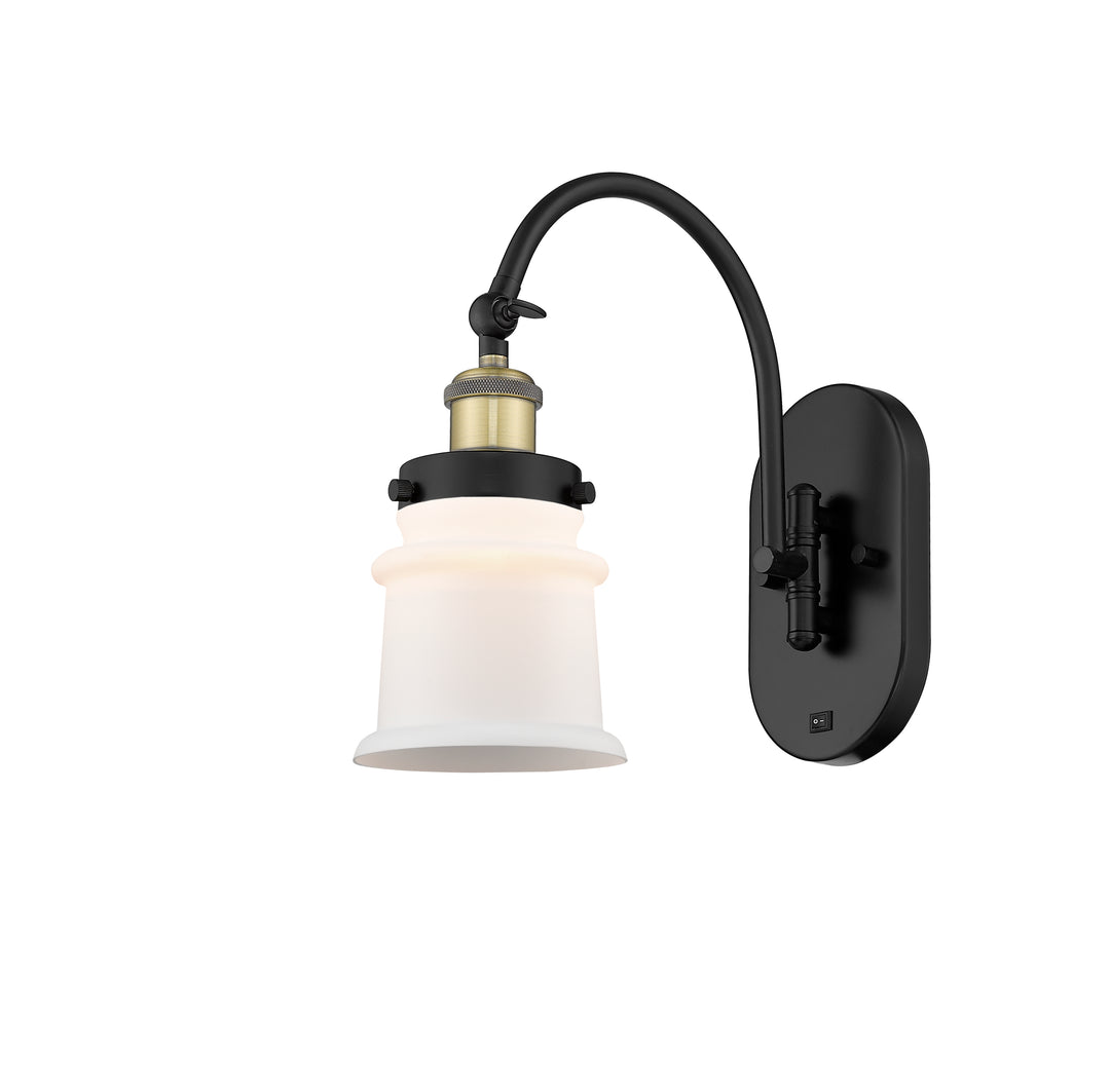 Innovations Lighting Canton 5" Sconce - Black Antique Brass Wall Sconces Innovations Lighting Matte White ; Glass Type: Frosted  