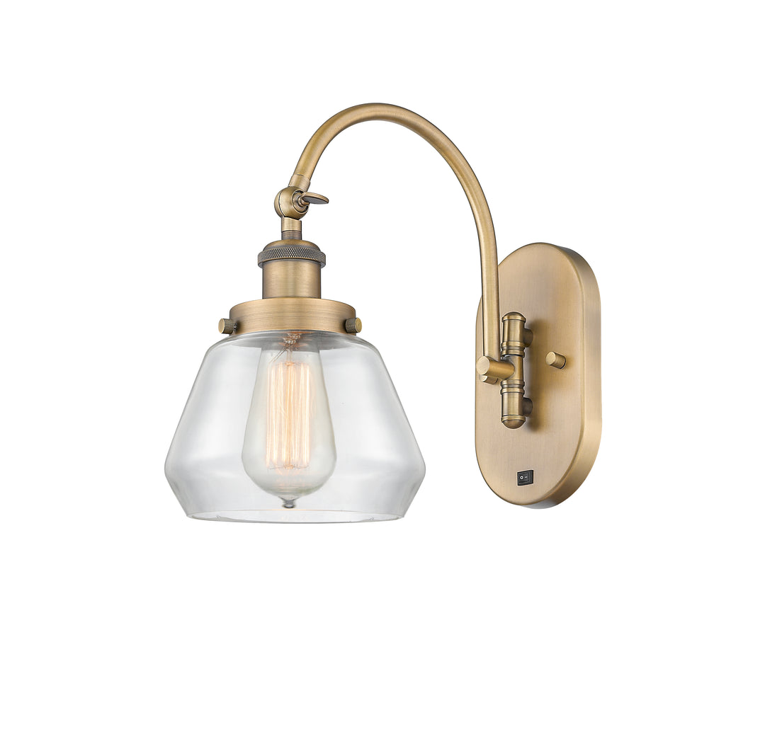 Innovations Lighting Fulton Sconce - Brushed Brass Wall Sconces Innovations Lighting Clear ; Glass Type: Transparent  