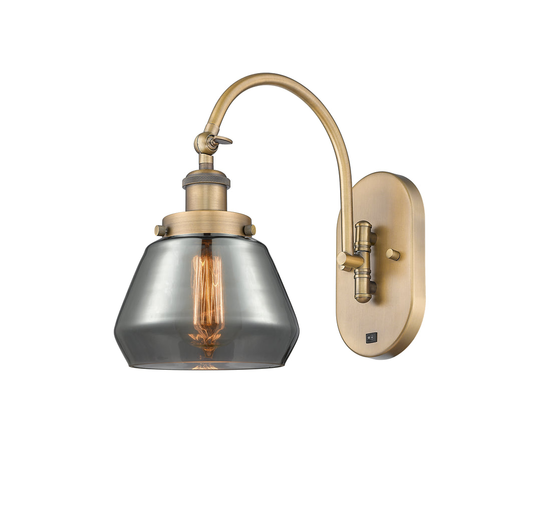 Innovations Lighting Fulton Sconce - Brushed Brass Wall Sconces Innovations Lighting Light Smoke ; Glass Type: Colorful  