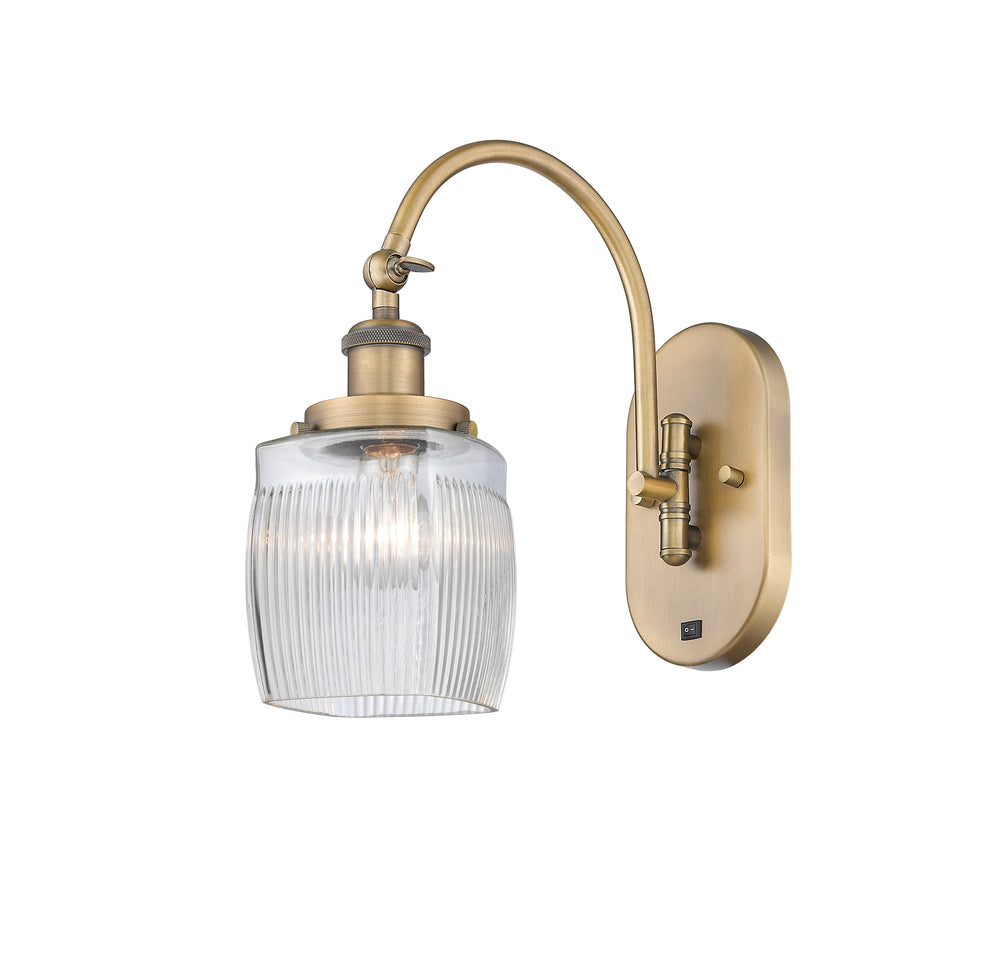 Innovations Lighting Colton Sconce - Brushed Brass Wall Sconces Innovations Lighting Clear Halophane ; Glass Type: Transparent; Ribbed  