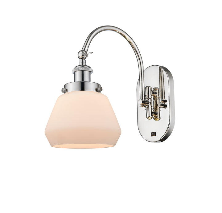 Innovations Lighting Fulton Sconce - Polished Nickel Wall Sconces Innovations Lighting Matte White ; Glass Type: Frosted  