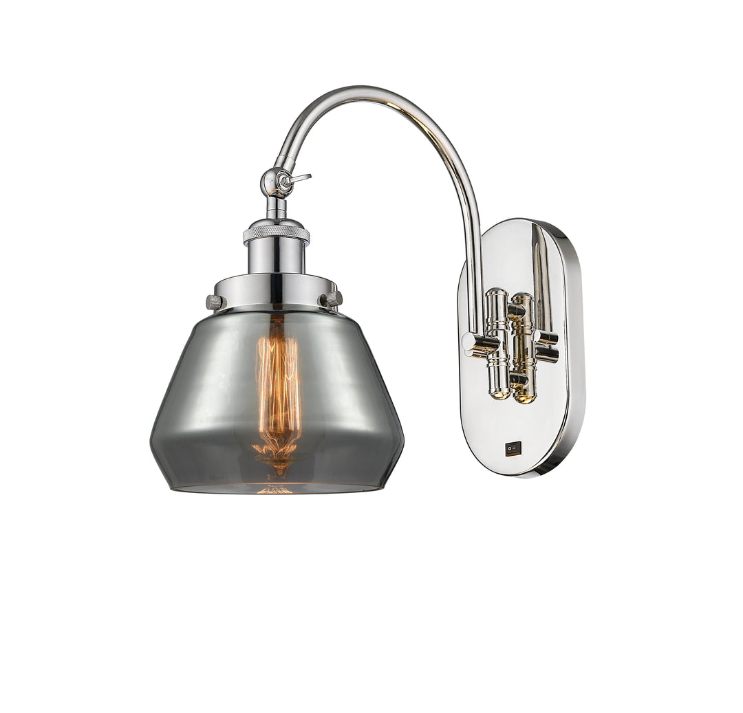 Innovations Lighting Fulton Sconce - Polished Nickel Wall Sconces Innovations Lighting Light Smoke ; Glass Type: Colorful  